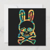Easter Bunny Retro Tie Dye Bunny Skull Cross Bone (Front)
