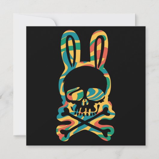Easter Bunny Retro Tie Dye Bunny Skull Cross Bone (Front)