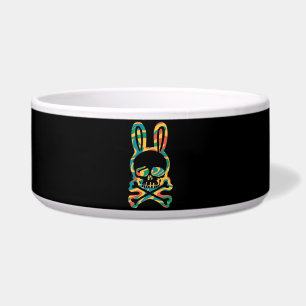 Easter Bunny Retro Tie Dye Bunny Skull Cross Bone Bowl