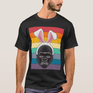 Easter Bunny Retro Vintage Style Monkey Gorilla Wi T-Shirt