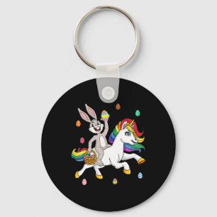 Easter Bunny Riding A Unicorn Cute Magical Girls K Keychain
