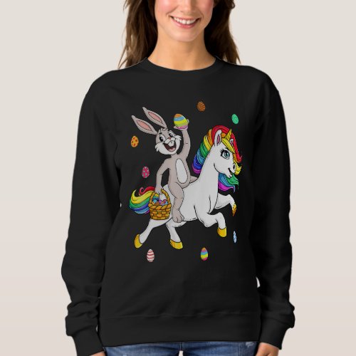 Easter Bunny Riding A Unicorn Cute Magical Girls K Sweatshirt