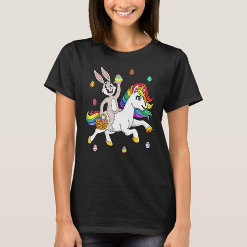 Easter Bunny Riding A Unicorn Cute Magical Girls K T_Shirt