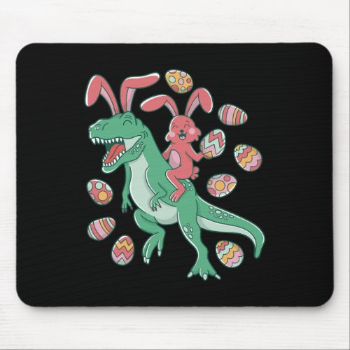 Easter Bunny Riding Dino Trex Egg Hunt Dinosaur Bo Mouse Pad