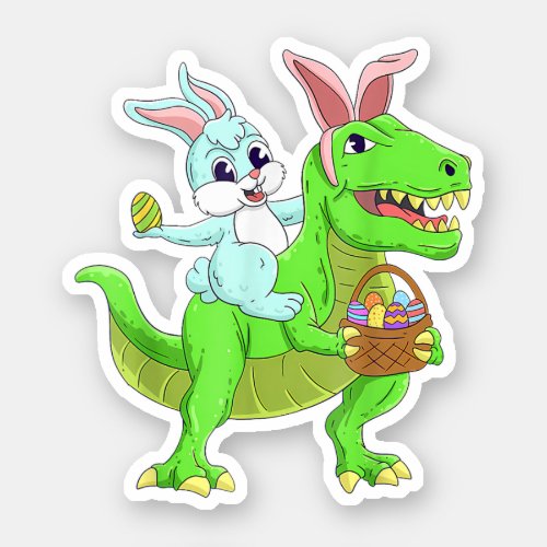 Easter Bunny Riding Dinosaur T Rex Easter Sticker
