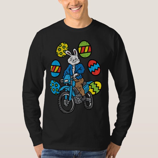 Easter Bunny Riding Dirt Bike Motocross Biker Men  T-Shirt (Front)