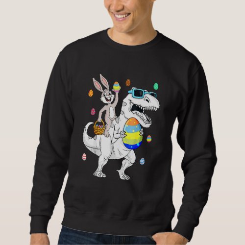 Easter Bunny Riding Rex Dinosaur Funny Eggs Boys G Sweatshirt