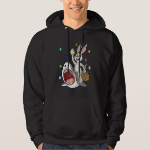 Easter Bunny Riding Shark Eggs Basket Boys Girls K Hoodie