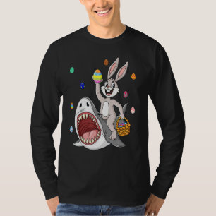 Easter Bunny Riding Shark Funny Boys Girls Kids Eg T-Shirt