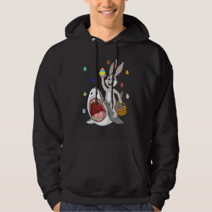 Easter Bunny Riding Shark Funny Eggs Basket Boys G Hoodie