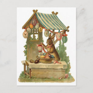 Easter Bunny Roadside Egg Stand Holiday Postcard
