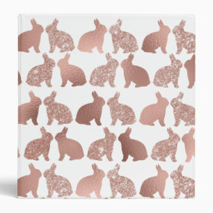Easter Bunny Rose Gold Foil Glitter Photo 3 Ring Binder