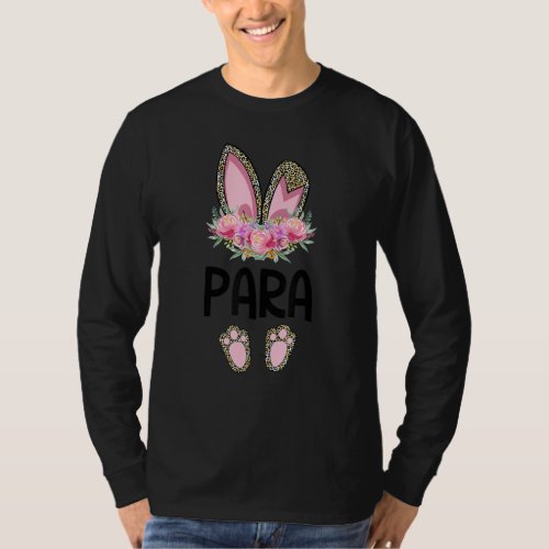 Easter Bunny School Paraprofessional Team Leopard  T_Shirt