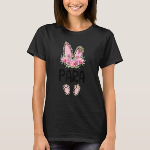 Easter Bunny School Paraprofessional Team Leopard  T_Shirt