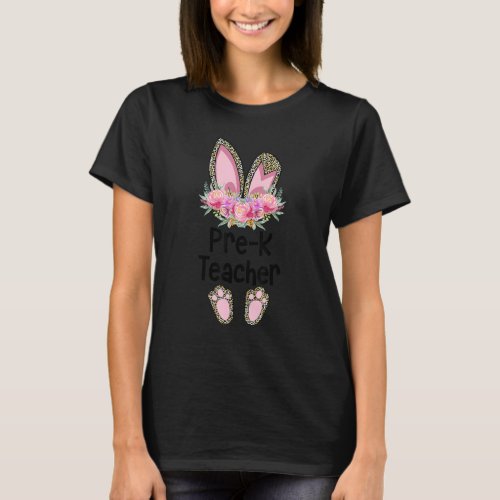 Easter Bunny School Teacher  Leopard Pre K Teacher T_Shirt