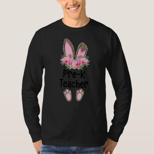 Easter Bunny School Teacher Leopard Pre K Teacher  T_Shirt