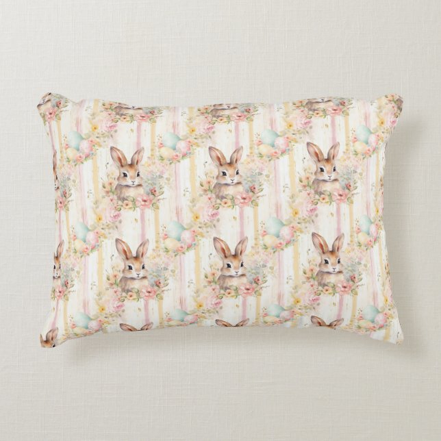 Easter Bunny Seamless Fabric – Pastel Cute Rabbit  Accent Pillow (Front)