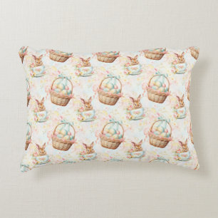 Easter Bunny Seamless Fabric – Pastel Cute Rabbit Accent Pillow