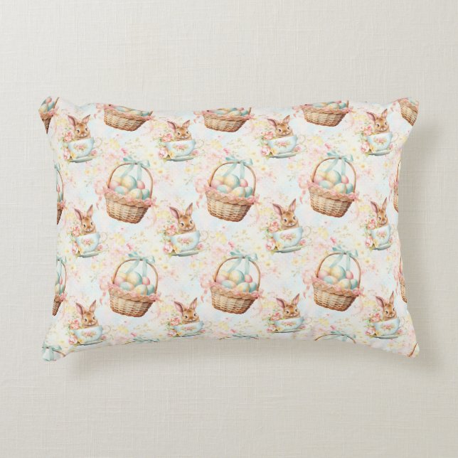 Easter Bunny Seamless Fabric – Pastel Cute Rabbit  Accent Pillow (Front)