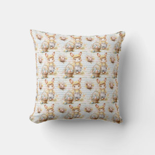 Easter Bunny Seamless Fabric – Pastel Cute Rabbit  Throw Pillow