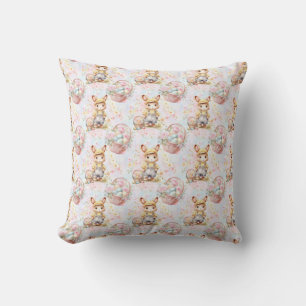 Easter Bunny Seamless Fabric – Pastel Cute Rabbit Throw Pillow