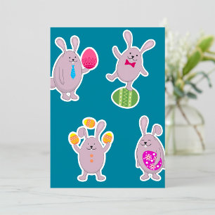Easter Bunny Set with Colorful Eggs Invitation
