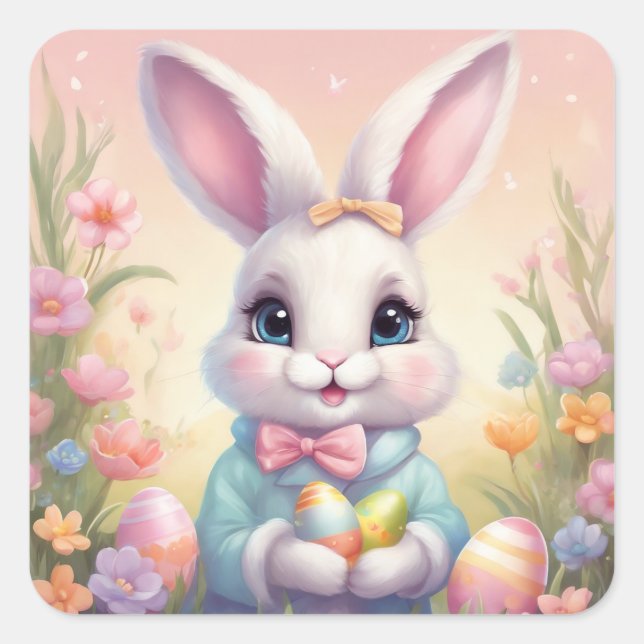 Easter Bunny Sheet of Square Sticker (Front)