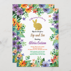 Easter bunny sip and see invitation