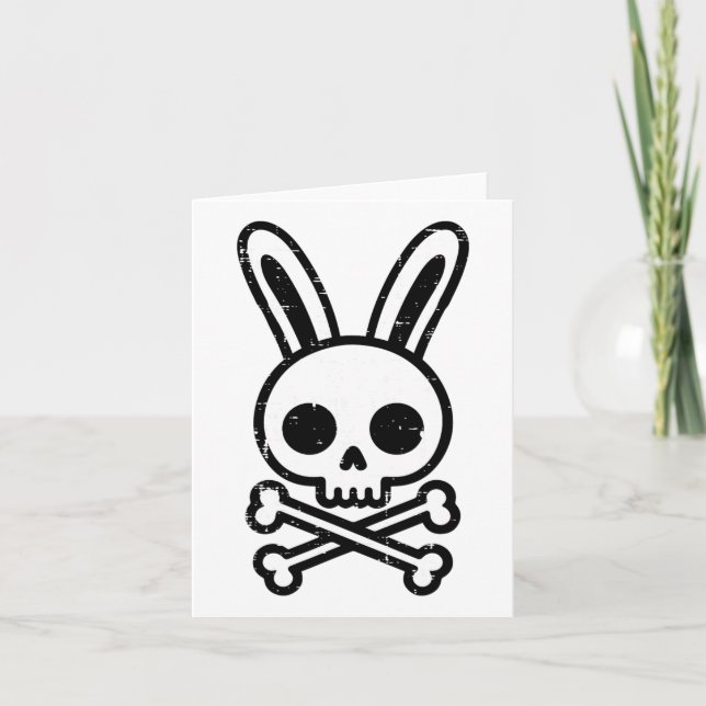 Easter Bunny Skull Cross Bones Rabbit Goth Men Boy Card (Front)