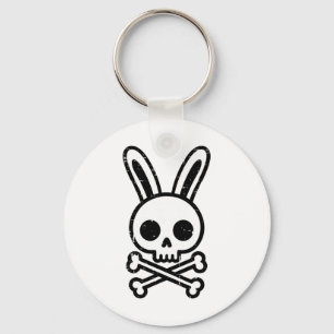 Easter Bunny Skull Cross Bones Rabbit Goth Men Boy Keychain
