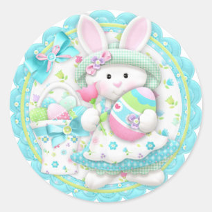 Easter Bunny Spring Cupcake Topper or Cup Stickers