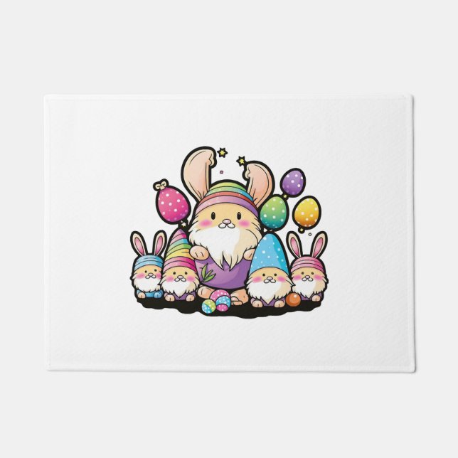 Easter Bunny Spring Cute Gnome Easter Egg Hunting  Doormat (Front)