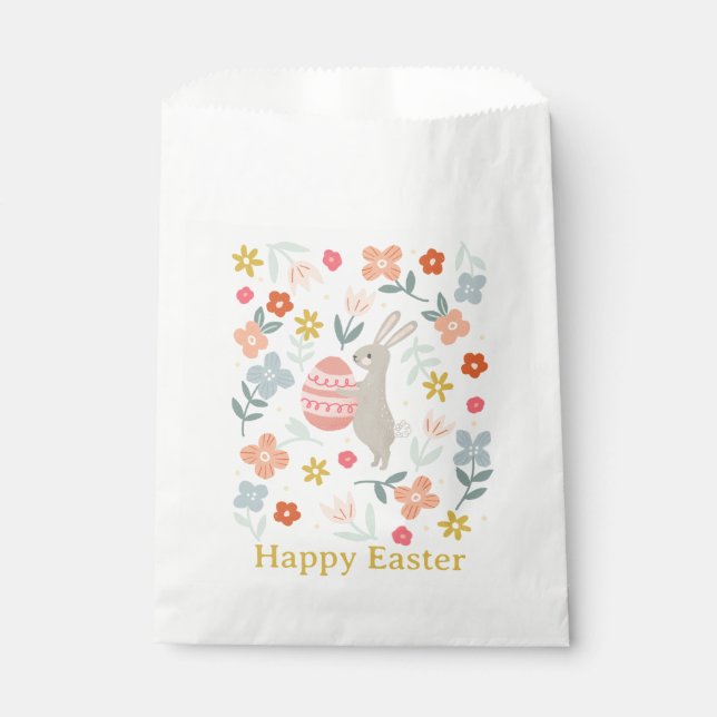 Easter Bunny & Spring Flowers Favor Bag (Front)