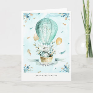 Easter Bunny & Spring Flowers Happy Easter Card