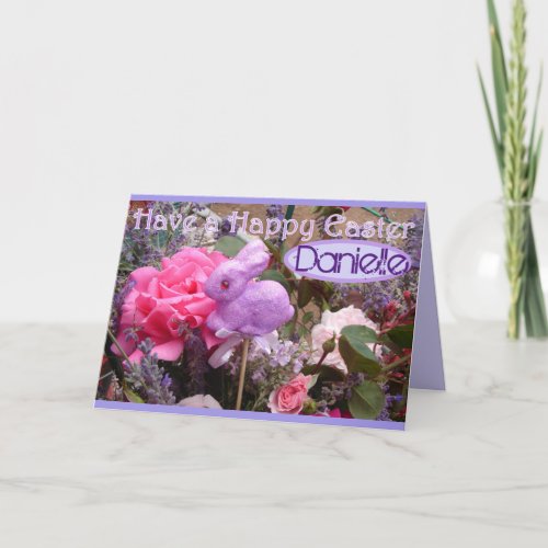 Easter Bunny spring Flowers Purple flowers Name Card