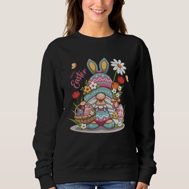 Easter Bunny Spring Gnome Easter Egg Hunting And B Sweatshirt (Front)