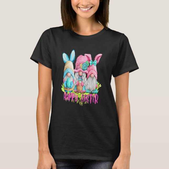 Easter Bunny Spring Gnome Easter Egg Hunting And B T-Shirt (Front)