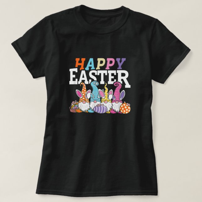 Easter Bunny Spring Gnome Easter Egg Hunting T-Shirt (Design Front)