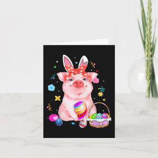 Easter Bunny Spring Pig Bow Egg Hunting Basket Col Card