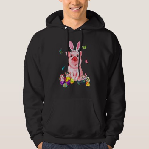 Easter Bunny Spring Pig Bow Egg Hunting Basket Eas Hoodie