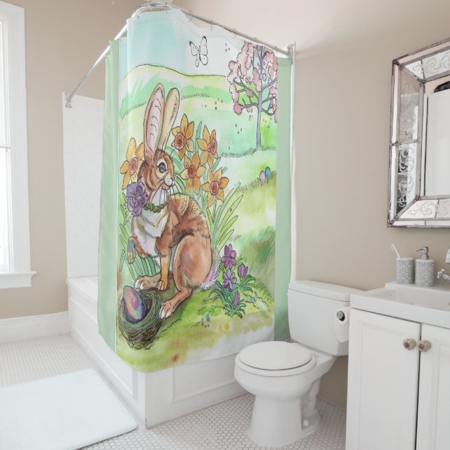 Easter Bunny Spring Shower Curtain (In Situ)