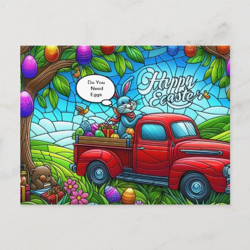 Easter bunny sprinkling his magic dust holiday postcard