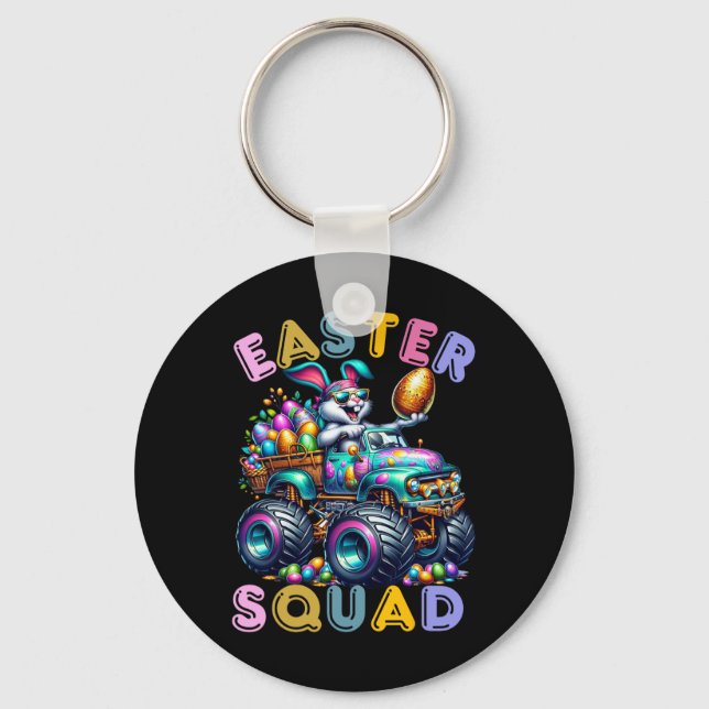 Easter Bunny Squad Humor Egg Hunting Day  Keychain (Front)