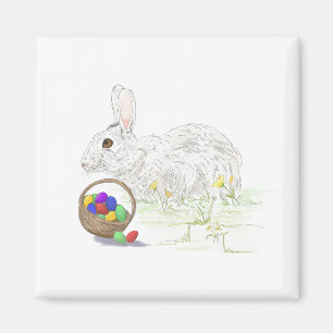 Easter bunny square magnet