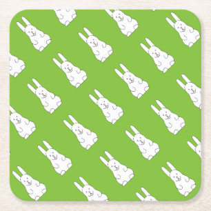 Easter bunny square paper coaster