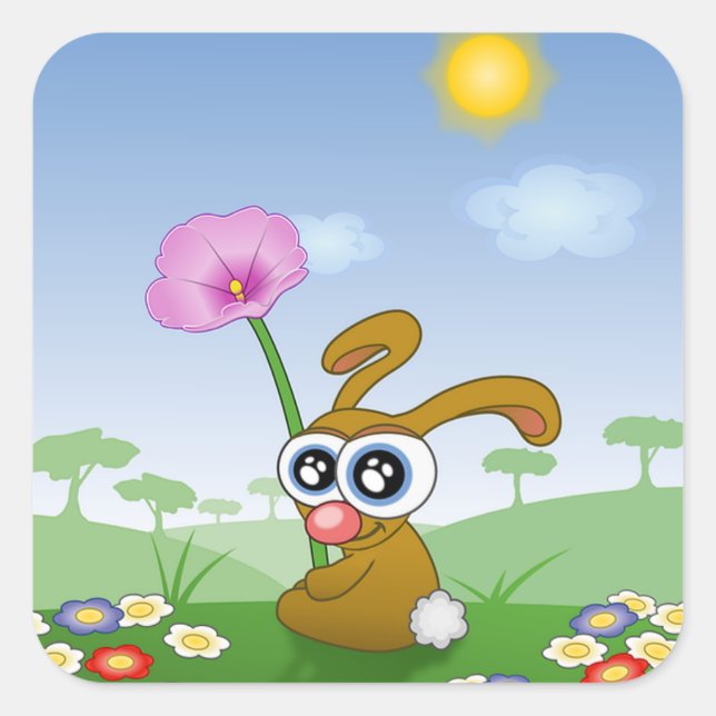 Easter Bunny Square Sticker (Front)