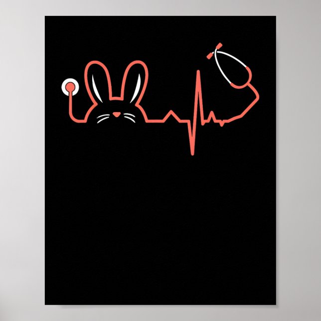 Easter Bunny Stethoscope Nurse Doctor Rabbit Scrub Poster (Front)