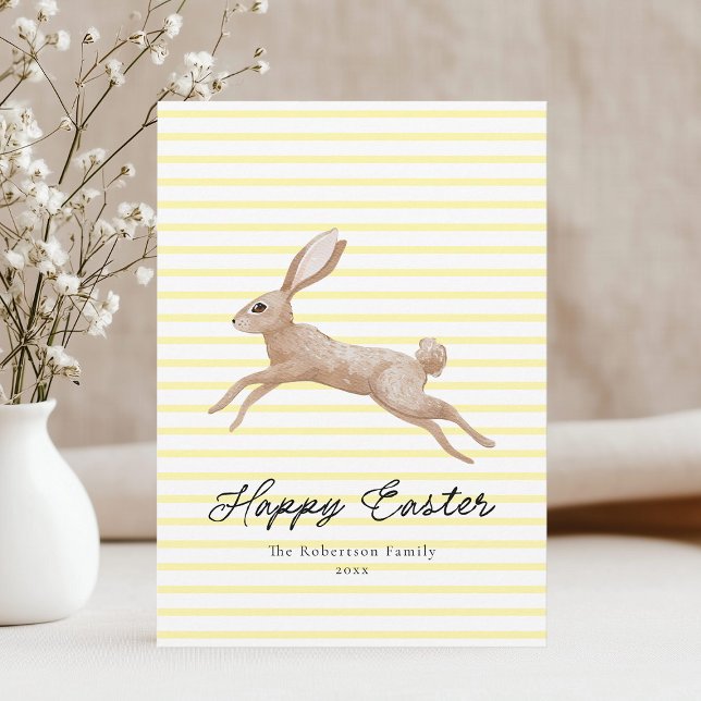 Easter Bunny Striped  Holiday Card (Creator Uploaded)