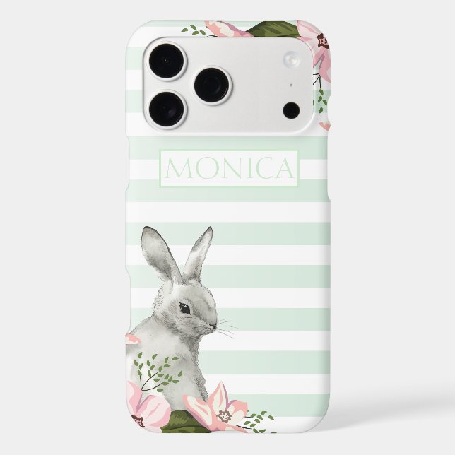 Easter Bunny striped Monogram Iphone Case (Back)