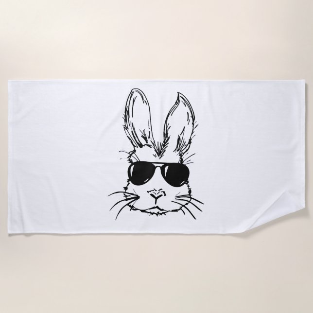 Easter Bunny Sunglasses Beach Towel (Front)